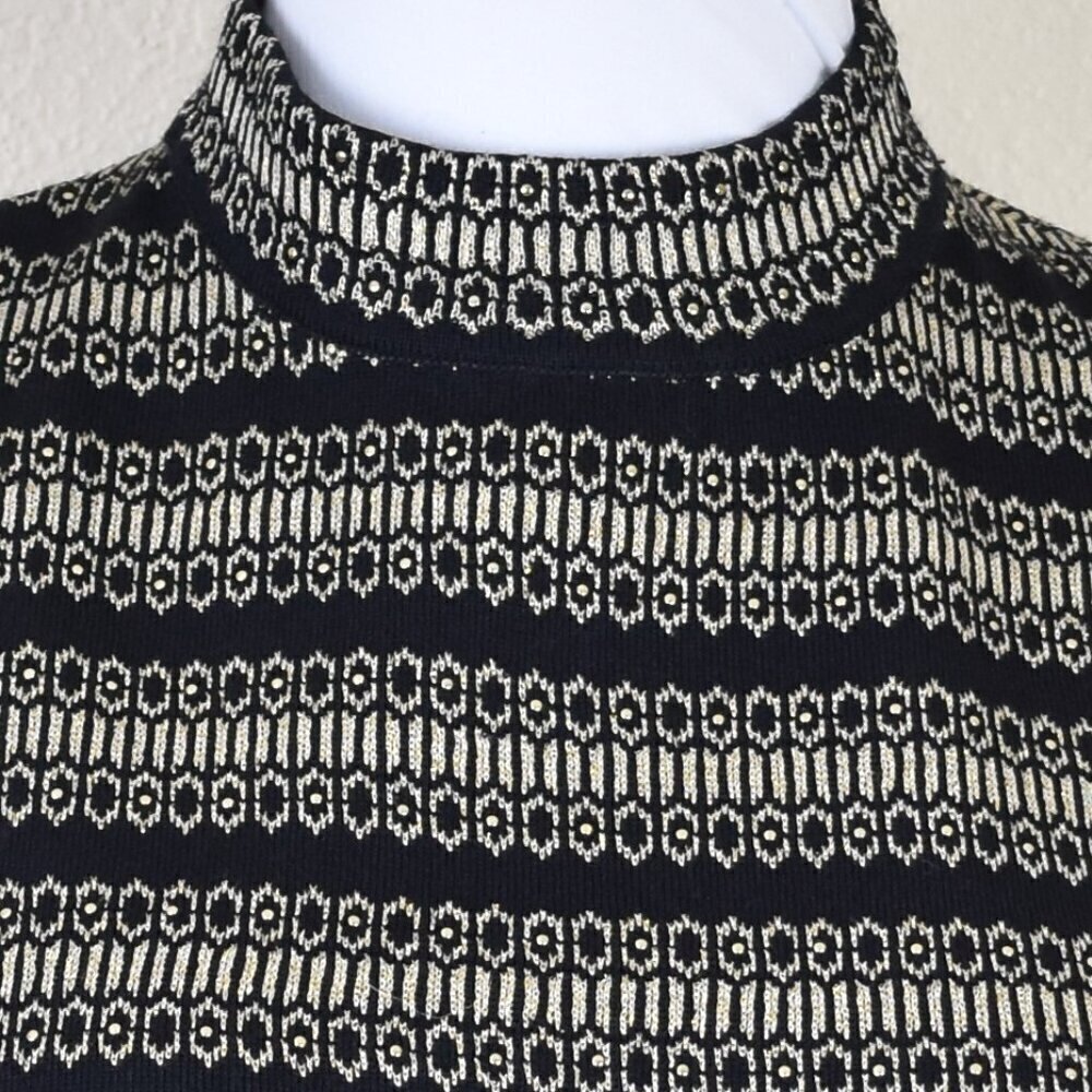 St. John Knit Sleeveless Mockneck Stripe Top - S - Picture 2 of 10